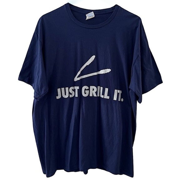 Men’s “Just Grill It” Funny Tshirt Cotton Shirt Navy Blue - Picture 1 of 5